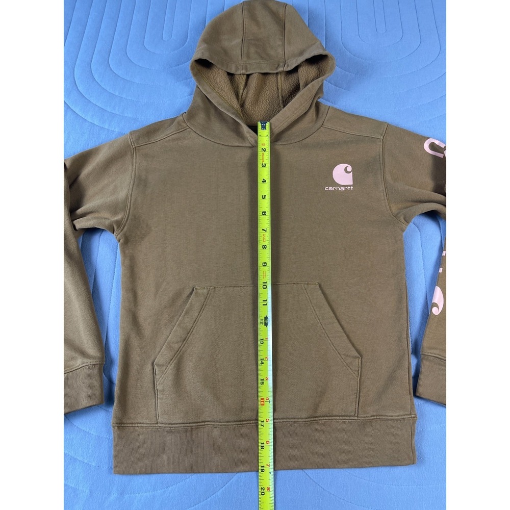 Carhartt Hoodie Youth XS (7) Pullover Hooded Sweatshirt Brown Spell Out TS9983-G - Picture 7 of 11